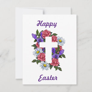 Happy Easter Floral Cross Card