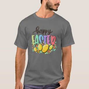 Happy Easter Floral Easter Eggs Hunting Easter Gif T-Shirt