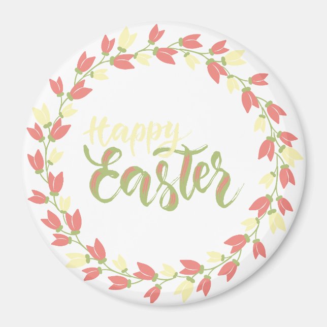 Happy Easter floral/flowers Magnet (Front)