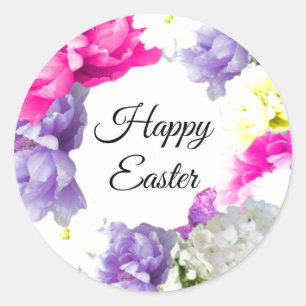 Happy Easter Floral Wreath Sticker