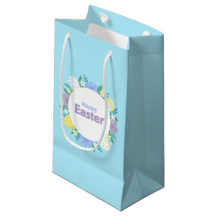 Happy Easter Flowers and Eggs Small Gift Bag