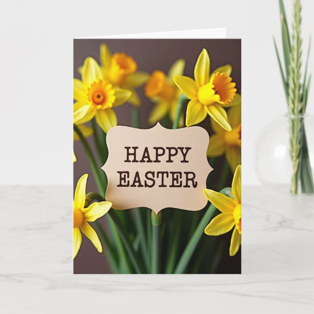Happy Easter Flowers Card (Front)