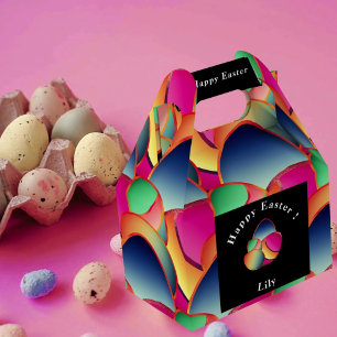 Happy Easter Foil Colourful Gradient 4 Easter Eggs Favor Box