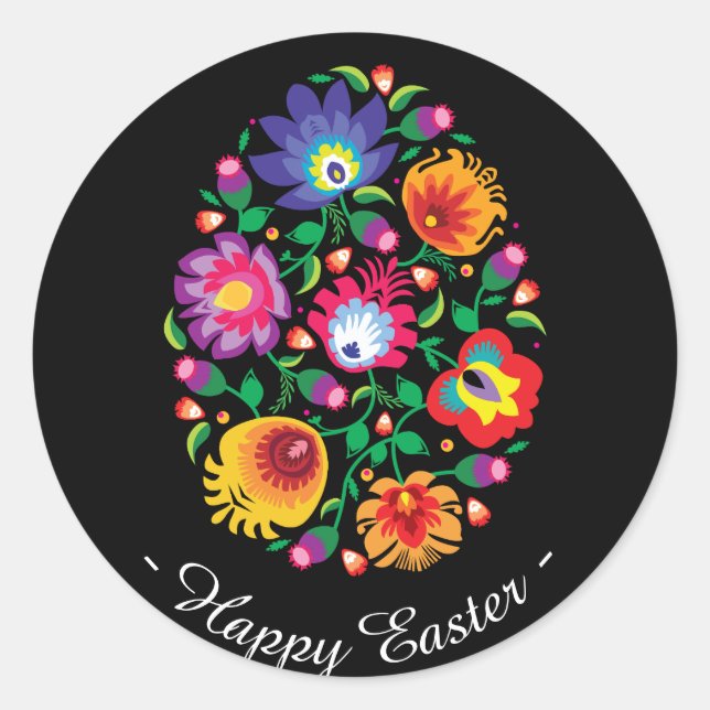 😍 Happy Easter (folklore)  customizable  Classic Round Sticker (Front)