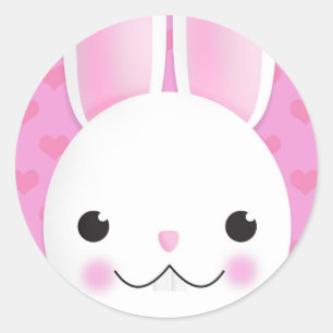 Happy Easter For Anyone Bunny Face With Hearts  Ho Classic Round Sticker