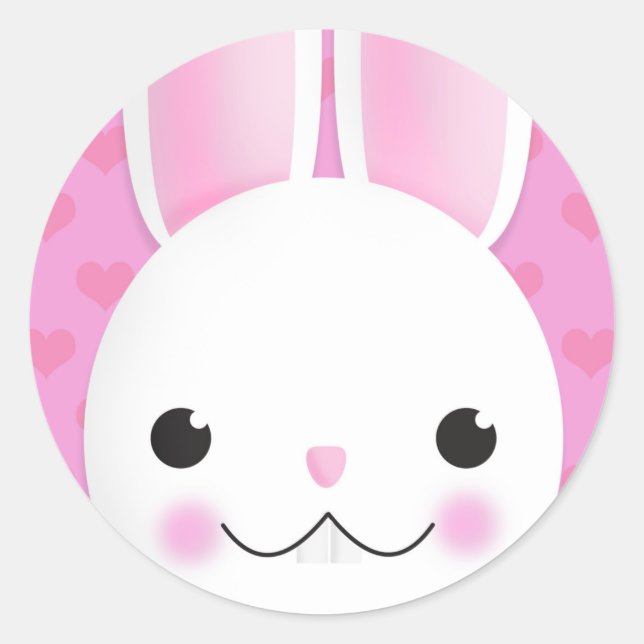 Happy Easter For Anyone Bunny Face With Hearts  Ho Classic Round Sticker (Front)