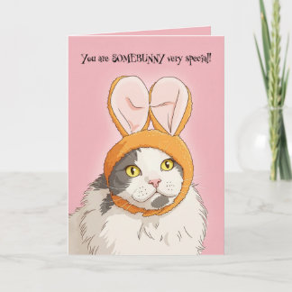 Happy Easter For Anyone Cute Cat in Bunny Ears Holiday Card