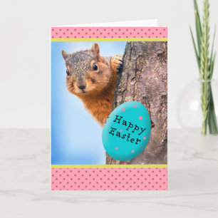 Happy Easter For Anyone Squirrel With Egg Humour Holiday Card