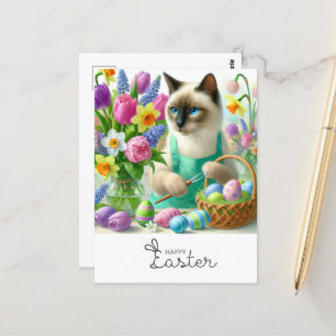 Happy Easter for Cat Lovers egg hunters Postcard