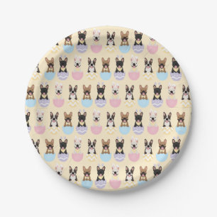 Happy Easter French Bulldog Pattern Paper Plate