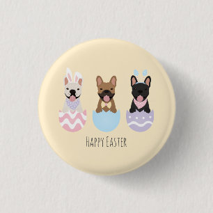 Happy Easter French Bulldogs 1 Inch Round Button