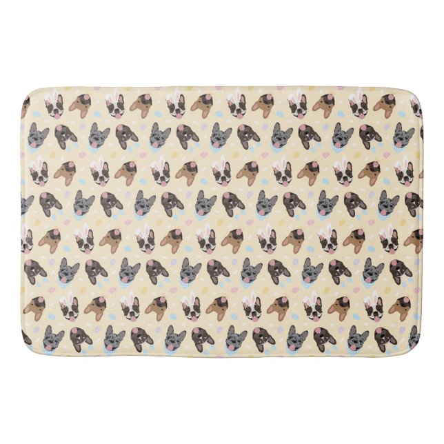 Happy Easter French Bulldogs Bath Mat (Front)