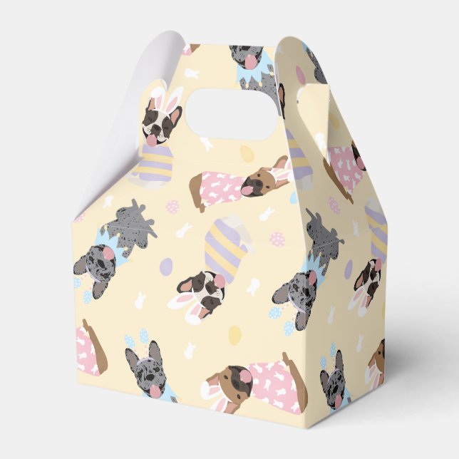 Happy Easter French Bulldogs Favor Box (Front Side)