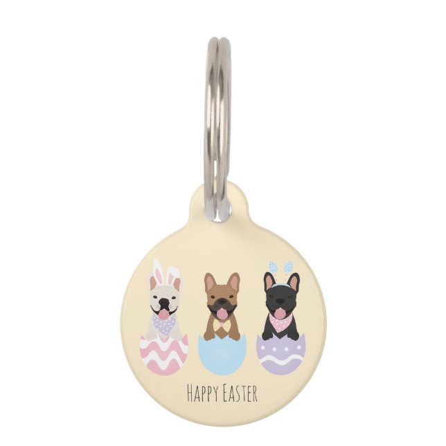 Happy Easter French Bulldogs Pet Tag (Front)