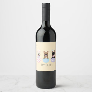 Happy Easter French Bulldogs Wine Label