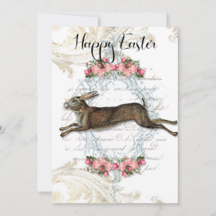 Happy Easter, French Bunny Rabbit, Vintage, Shabby Holiday Card
