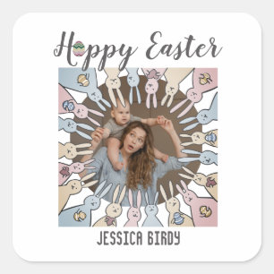 Happy Easter friend,easter bunny mom & baby photo Square Sticker