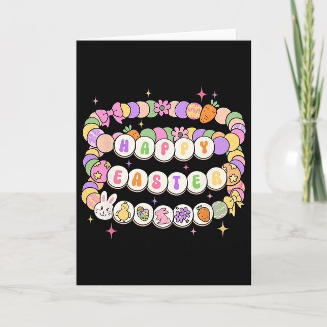 Happy Easter Friendship Bracelet Easter Bunny Egg  Card (Front)