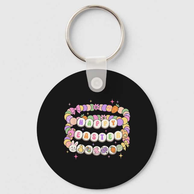 Happy Easter Friendship Bracelet Easter Bunny Egg  Keychain (Front)