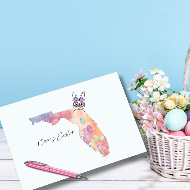 Happy Easter from Florida Pastel Eggs and Bunny Holiday Card (Creator Uploaded)