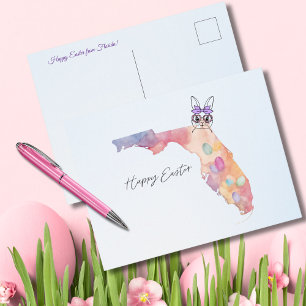 Happy Easter from Florida Pastel Eggs and Bunny Holiday Postcard