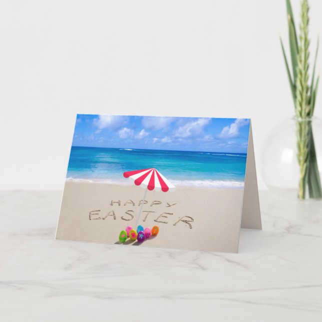 Happy Easter from Florida Tropical Beach Coastal Holiday Card (Front)