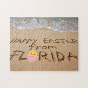 Happy Easter from Florida Written in the Sand Jigsaw Puzzle