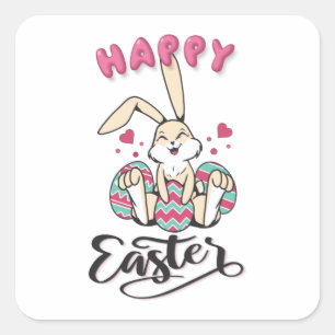Happy Easter from lovely Easter Bunny Square Sticker