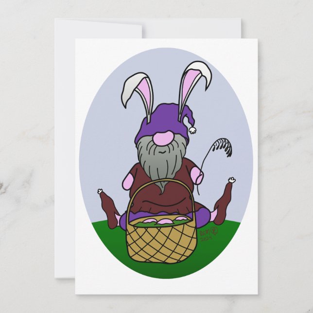 happy Easter from our Gnome to yours, oval Holiday Card (Front)