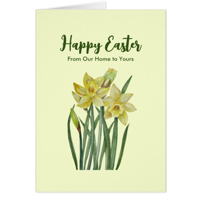 Happy Easter from Our Home Watercolor Daffodils (Front)