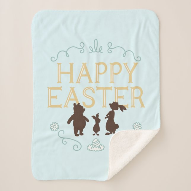 Happy Easter from Winnie The Pooh and Friends Sherpa Blanket (Front)