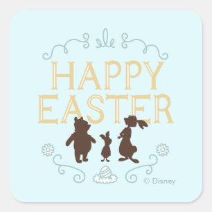 Happy Easter from Winnie The Pooh and Friends Square Sticker