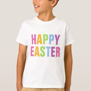Happy Easter Fun Colourful Rainbow Typography T-Shirt