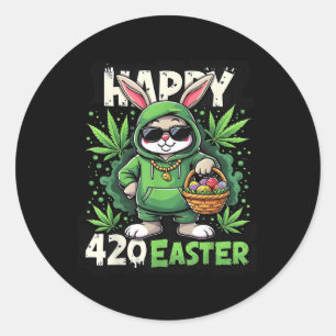 Happy Easter Funny 4_20 Day Easter Bunny Rabbit Me Classic Round Sticker