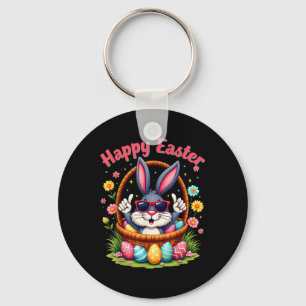 Happy Easter Funny 4_20 Day Easter Bunny Rabbit Me Keychain