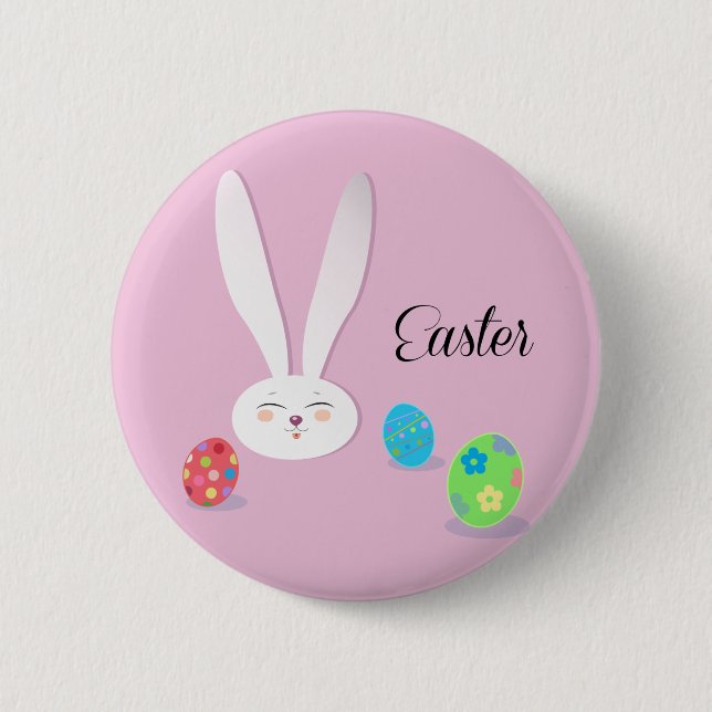 Happy Easter Funny Bunny 2 Inch Round Button (Front)
