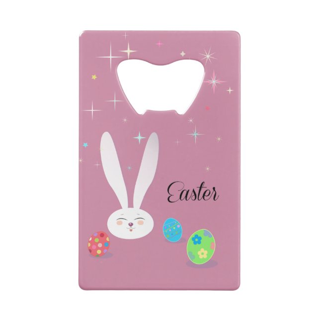 Happy Easter Funny Bunny Cute Credit Card Bottle Opener (Back)