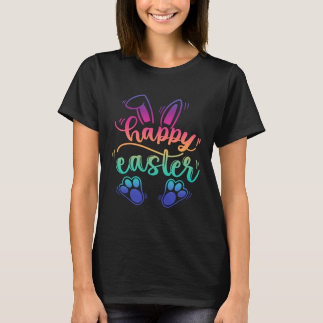Happy Easter Funny Bunny Rabbit Eggs Hunting Women T-Shirt (Front)