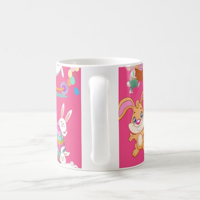 Happy Easter ,Funny Bunny Wishes And Colourful Egg Coffee Mug (Handle)