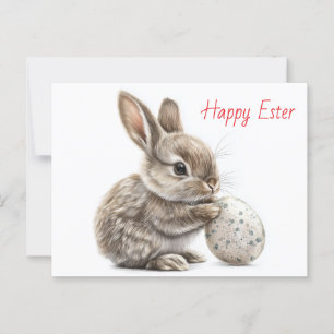 Happy Easter – Funny Bunny with Egg Delight Postcard