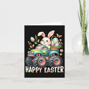 Happy Easter Funny Construction Trucks Kids Bunny  Card
