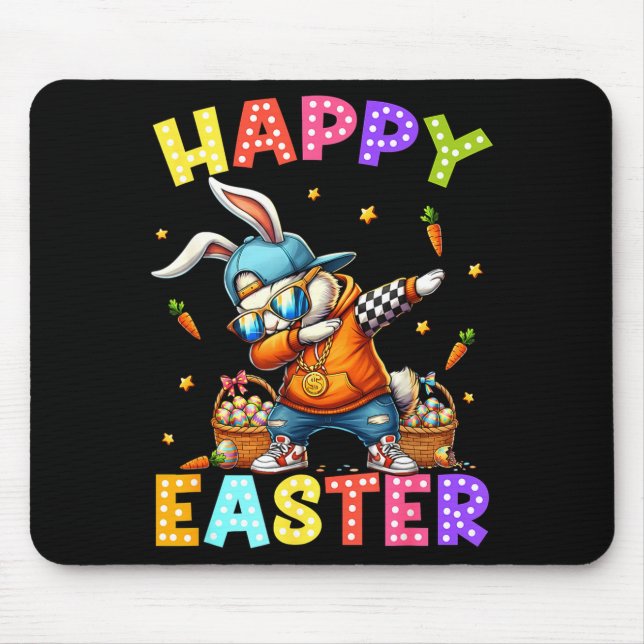 Happy Easter Funny Dabbing Bunny Dab Dance Rabbit  Mouse Pad (Front)