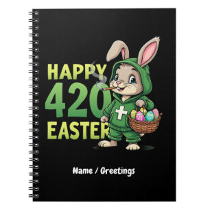  Happy Easter Funny Easter Bunny Design Weed Lover Notebook