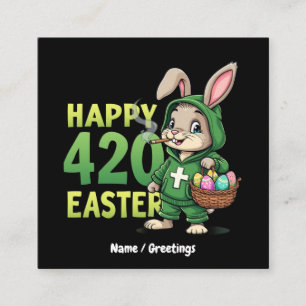  Happy Easter Funny Easter Bunny Design Weed Lover Square Business Card