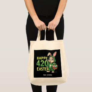  Happy Easter Funny Easter Bunny Design Weed Lover Tote Bag