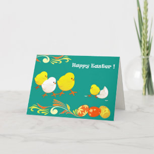 Happy Easter. Funny Easter Chicks Holiday Card