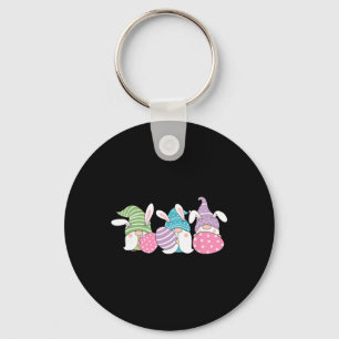 Happy Easter Funny Gnome Bunny Egg Hunting Day Keychain