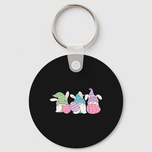 Happy Easter Funny Gnome Bunny Egg Hunting Day  Keychain (Front)