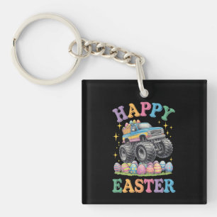 Happy Easter Funny Monster Truck Crush Eggs Keychain