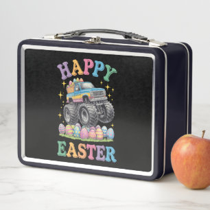 Happy Easter Funny Monster Truck Crush Eggs Metal Lunch Box